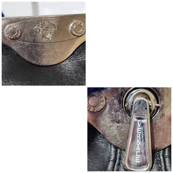 SOLD***Authentic VERSACE Embossed Frame Leather Satchel Black - Picture 7 of 15